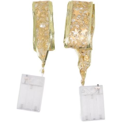 Guirlandes lumineuses en ruban de nol, 2 pièces, lumières féeriques pour arbre de nol pour décorations, lumière chaude dorée, 5cm 3.8cm (1/4)