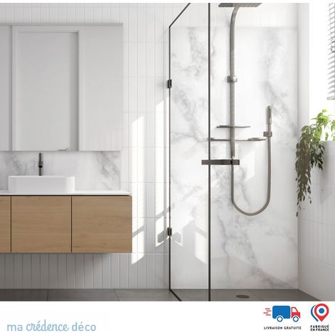 Panneau de douche : Marbre de carrare - Alu composite - 90 - 245 (1/3)