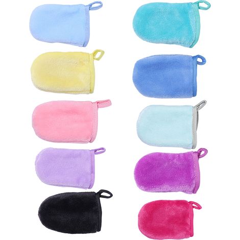 Gant De Toilette Éponge - 13x9 Cm - Pour Démaquillage Et Lavage Visage - Lot De 10 (1/5)