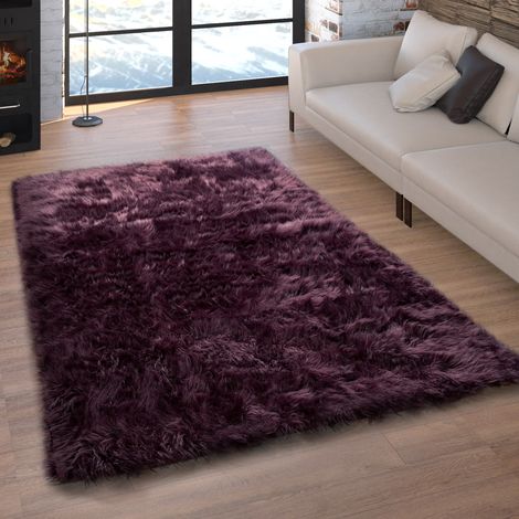Paco Home Tappeto in ecopelliccia, cuscini, a cuore, rotondo, in diverse forme, lilla 40x60 cm
