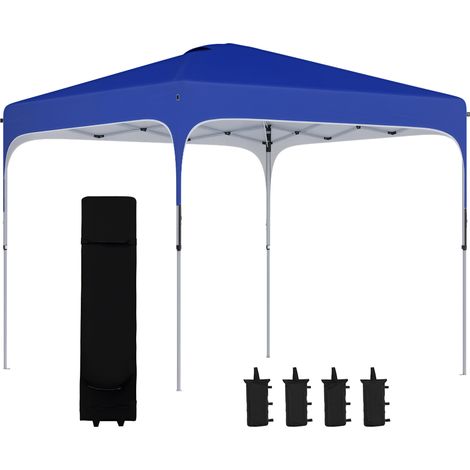 Garten-Esszelt 2,5 x 2,5 x 2,7 m mit verstellbarer Höhe, UV-beständig, wasserdicht, inklusive 4 Sandsäcken und blauer Transporttasche