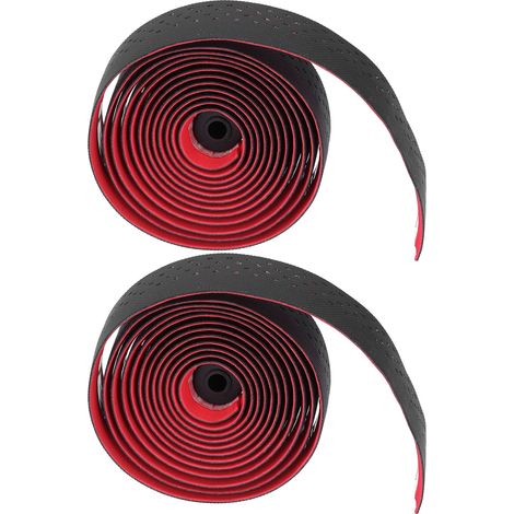 Ruban de guidon vélo noir et rouge antidérapant respirant avec embouts (1/5)