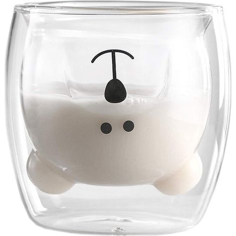 Niedliche Tassen mit Bärenmotiv, Teetassen, Kaffeetassen, Milchbecher, doppelwandige Glasbecher für Paare, lustige Geschenke zum Valentinstag ode (1/4)