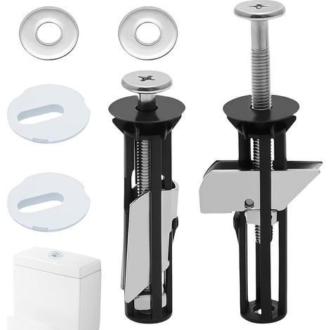 Kit Fixation Abattant WC - Lot de 2 - Acier Inoxydable - Boulons Réglables 14-20mm - Universel (1/5)