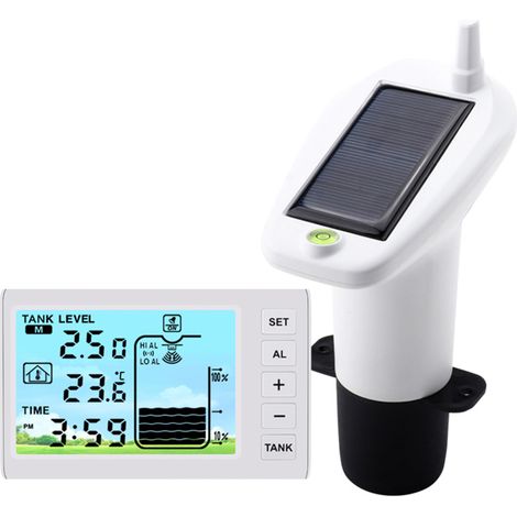 Ortviai Capteur de Niveau d'Eau Sans Fil par Ultrasons TS-FT003 Solaire, Étanche IP65, Alarme Haut/Bas, Blanc (1/3)