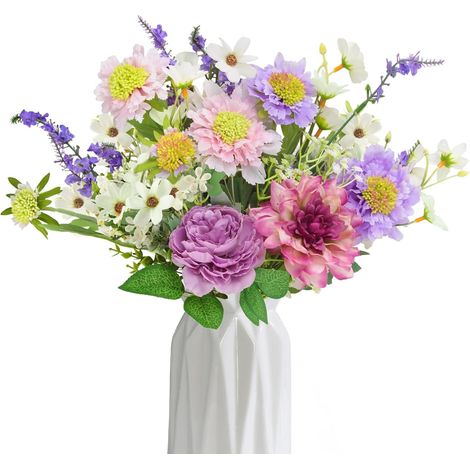 11 Pièces Fleurs Artificielles Bouquet de Fleurs Artificielles Fleur Artificielle pour Maison Salon Mariage Chambre Jardin Faux Bouquet de Fleur（Violet） (1/5)