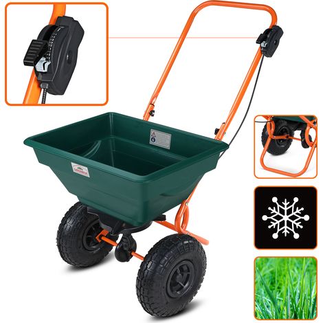 Gardebruk Rotary Spreader 20L Controllable Spread Rate XXL Pneumatic Tyres Seeds Road Salt Fertiliser Lawn