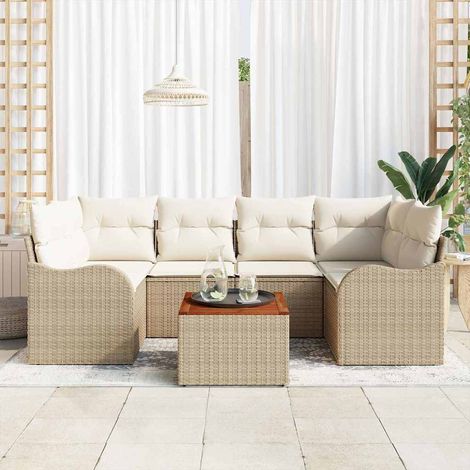 Set Divano da Giardino 7 pz Beige polyrattan vidaXL (1/5)