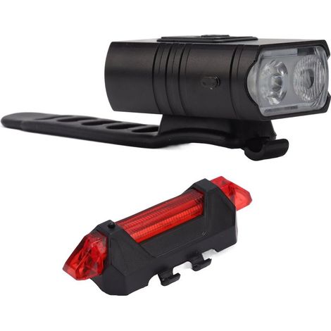 Kit d'éclairage LED pour vélo : feux avant et arrière avec batterie rechargeable USB. (1/5)