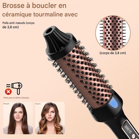Brosse À Boucler Chauffante - Brosse Thermique Boucleur Lisseur,Températures Réglables Chauffage Rapide Styler Peigne, Brond Thermique Pour Domicile et Voyage (1/4)