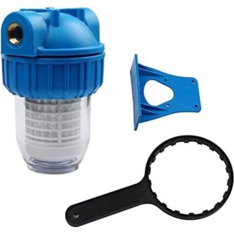 Prefiltro sedimenti per pompe da giardino – 11 × 18,5 × 8,8 cm, filtro acqua in plastica con cartuccia, raccordo da 1/2″ per sistemi agricoli