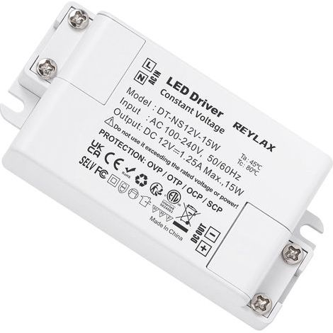12V LED Driver, 15W Adaptateur de Pilote à Tension constante Transformateurs Basse Tension pour Bandes Lumineuses DIY Ampoules LED, 220V à 12V