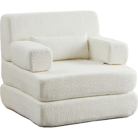 Modularer Schlafsessel aus beigem Chenille, platzsparend – MEUBLIV (1/5)