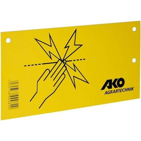 Plaque de signalisation attention clôture électrique 200 x 100mm plastique robuste jaune recto verso AKO Panneau Avertissement Danger Prévention Plaquette Agricole