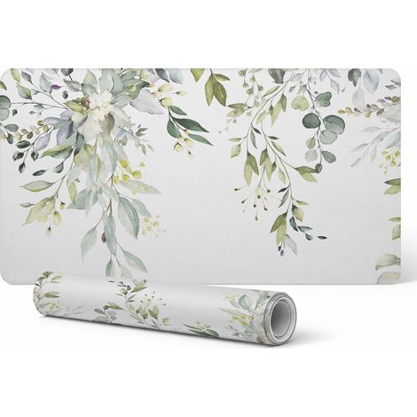 Alfombrilla protectora antideslizante para escritorio con delicado estampado de hojas, 100 x 50 cm.