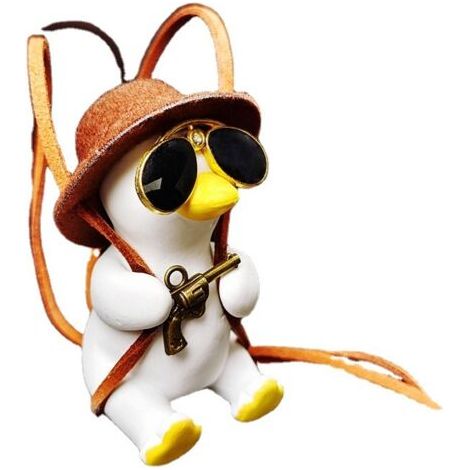 Pendentif de rétroviseur de voiture en forme de canard Cowboy, pistolet, décoration de voiture, Super Cool (1/5)