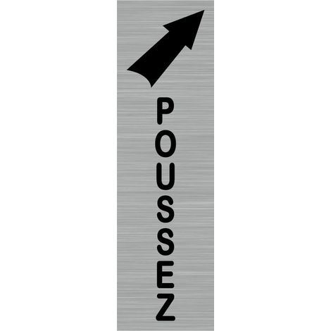 Pictogramme POUSSEZ (Q0038).- Adhésif aspect aluminium brossé - (1/5)
