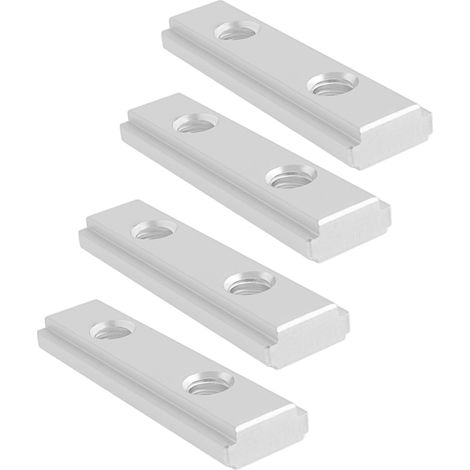 Lot de 4 écrous à fente en T M6 à double rainure 50 x 6 mm pour scie d'établi, perceuse, scie à ruban, guide d'établi, argenté (1/5)