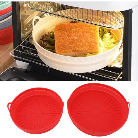 Zusammenklappbarer Airfryer-Korb, faltbare Kochmatte aus lebensmittelechtem Silikon, rot. (1/5)