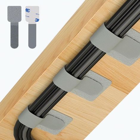 Lot de 50 clips de gestion de câbles gris sous le bureau – 28 x 90 mm, plastique résistant pour TV, ordinateur et bureau (1/5)