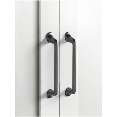 Ensemble de 2 poignées de meuble, poignée d'armoire, poignée de tiroir, poignée d'armoire de cuisine, gris, entraxe de 96 mm, alliage de zinc (1/4)