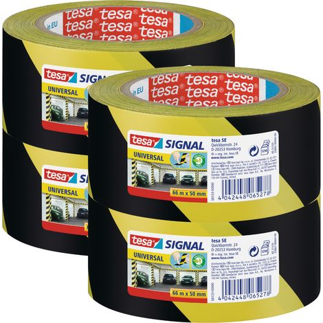 Nastro di segnalazione universale TESA Signal, giallo e nero, 66 m x 50 mm, 4 pezzi (1/5)