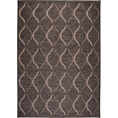 Tapis intérieur gris motif losange tissé plat polypropylene - 150 x 80 cm (1/3)
