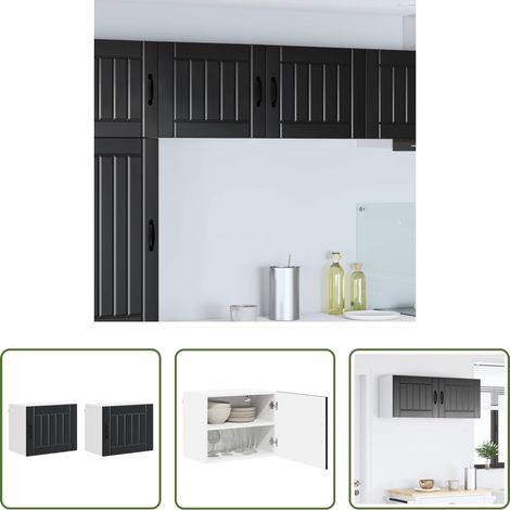 vidaXL Küchenwandschrank - Küchenschrank 2 pcs Schwarz 50 x 31 x 40 cm Holzwerkstoff (1/5)