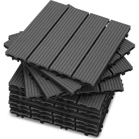 Dalles de terrasse en WPC - 11 pièces - 30 x 30 cm, 1 m² - Plastique composite WPC - Installation facile et rapide - Dalles de balcon - Kit de dalles de terrasse - Sans entretien - Dalles de jardin, d (1/5)