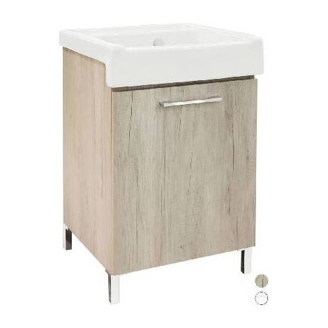 MEUBLE LAVABO AVEC LAVABO EN CÉRAMIQUE 1 PORTE Dimensions : Orme de montagne - LxP 50x50 cm