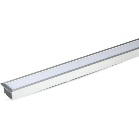V-Tac – Plafonnier LED linéaire encastrable 120 cm – 40W – 3800 lm – Blanc neutre 4000K – Aluminium argenté – Interconnectable jusqu'à 12 m (1/5)