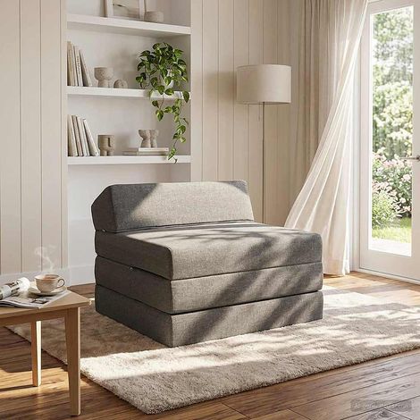 vidaXL Canapé-lit pliable Gris clair 200 x 70 x 10 cm Tissu (1/5)