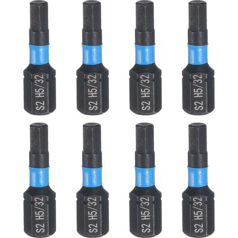 8pcs H5/32 SAE Embout de Tournevis Hexagonal 1/4" Tige Hexagonale 25mm/1" Longueur Acier S2 Tournevis Magnétique à Tête Hexagonale et Forets (1/5)
