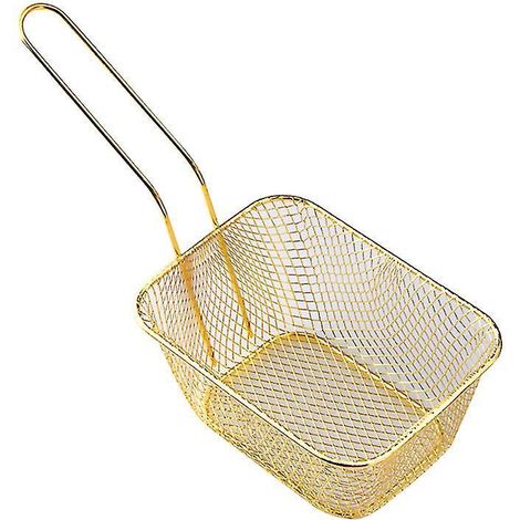 Pommes-Frites-Korb, Snackeimer, Aufbewahrungskorb für frittiertes Hähnchen, Frittierkorb, Ölsieb, kreatives Geschirr, große Größe, Gold.