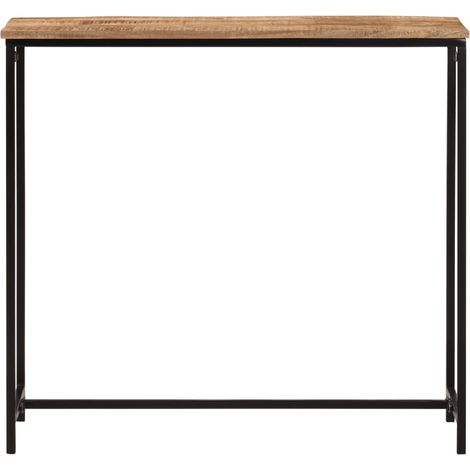Table console，Table d'appoint，Bout de canapé，Meuble d'entrée 80x30x74 cm bois massif de manguier et fer