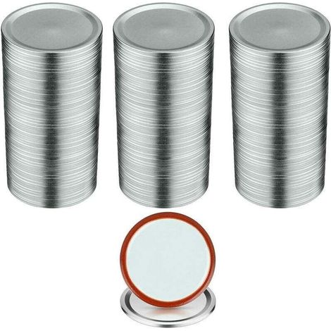100 tapas metálicas para tarros de conservas de 70 mm con boca ajustable y anillo de sellado, color plata - KZQ