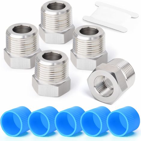 5 pièces 3/8 "femelle BSP à 1/2" BSP mâle forgeage réducteur douille hexagonale, adapté pour le raccordement de tuyaux (1/5)