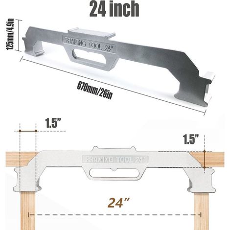 Cadre 24 Argent Outils pour ossature, montants d'ossature centimétriques, outils de traçage, dispositifs de fixation pour ossature, supports de panneaux de menuiserie, serre-joints. (1/5)