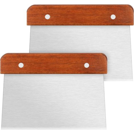 Lot de 2 Coupes Pâte Boulangerie Corne Patisserie Manche Bois - Ustensile Inox Mesure Raclette Ramasse Légumes (1/5)