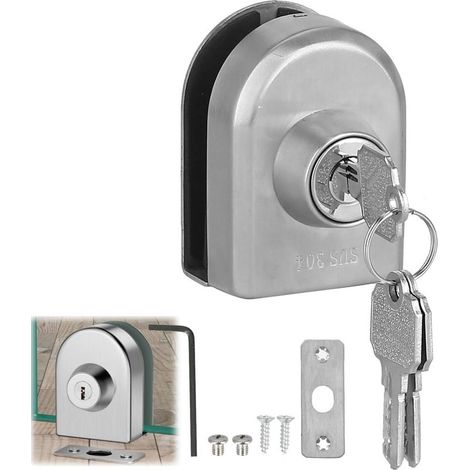 Serrure de Porte en Verre, Sécurité Anti-Vol avec Vis Interne Dissimulée en Acier Inoxydable, Installation Facile pour Hôtels, Salles de Bains, Bureaux, 1012mm (1/5)