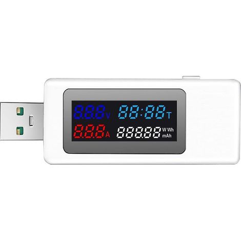 KWS-V30 USB-Leistungsmessgerät 6-in-1 Strom-, Spannungs-, Zeit-, Leistungs- und Kapazitätsmessung, elektrischer Mengentester (weiß)