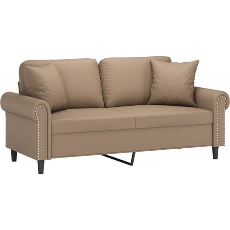 Divano a 2 Posti con Cuscini Cappuccino 140 cm in Similpelle vidaXL (1/4)
