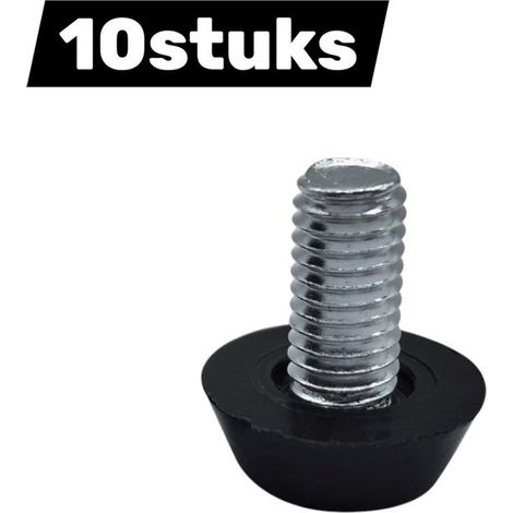10 - Patins à visser pour meubles - M6x20x6mm - Nivellement réglable pour meubles avec filetage - Zwart (1/5)