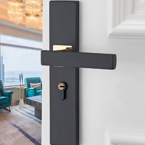 Serrure porte chambre anti-vol silencieuse alliage aluminium poignée intérieure (1/5)