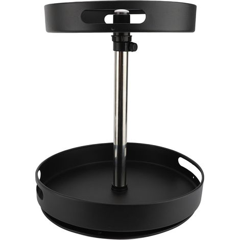 Organisateur d'épices à 2 niveaux, plateau rotatif à 360 degrés, plateau tournant à hauteur réglable, étagère de rangement pour assaisonnement de cuisine, condiments noir (1/2)