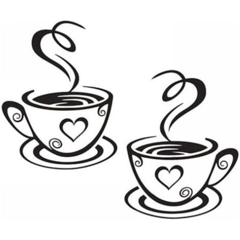 Tasse à Café Design Autocollants Mur Maison Stickers Cuisine Restaurant Décor (1/5)