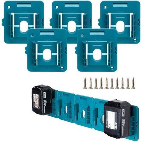 Lot de 5 supports de batterie Makita 18V – Plastique ABS – Montage mural pour BL1860 BL1850 BL1840 BL1830 – 10 vis incluses (1/5)