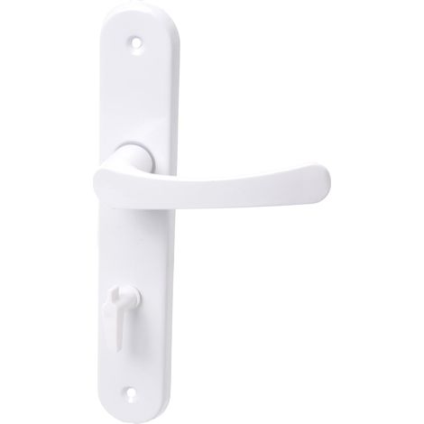 Ensemble de poignée de porte blanc – pour portes intérieures, entraxe 190 mm, entraxe serrure 72 mm, carré 8 mm, réversible droite/gauche, portes de WC de salle de bain (1/5)
