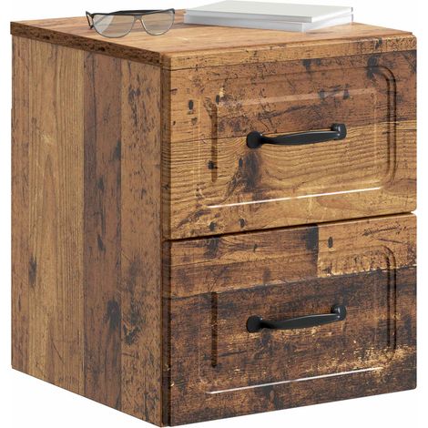 Maison Exclusive - Mobiletto da notte a muro 2 pcs Legno antico 34,5 x 33 x 40 cm