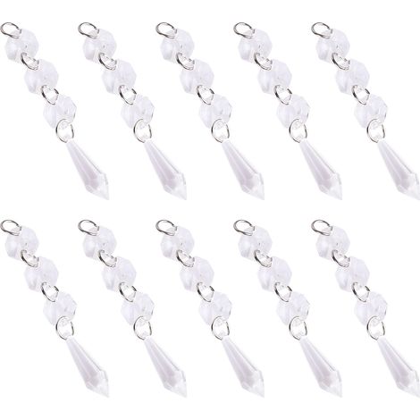 Ensemble de 10 rideaux de petites perles de cristal transparent en acrylique, convenant aux suspensions de lampes, aux décorations de mariage et à la décoration intérieure. (1/5)
